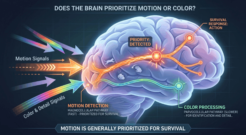 Does the brain prioritise motion or colour? 