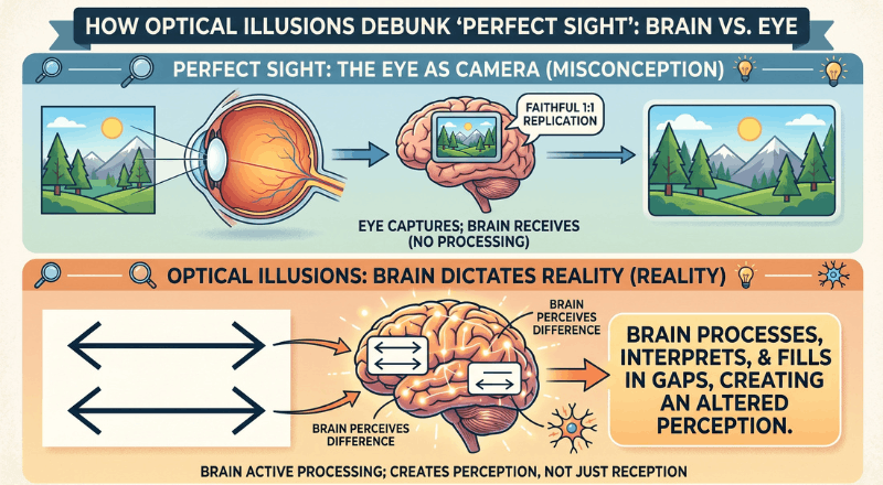 How do optical illusions debunk "perfect sight"? Optical illusion