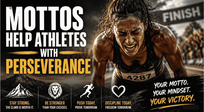 How do mottos help athletes with perseverance
