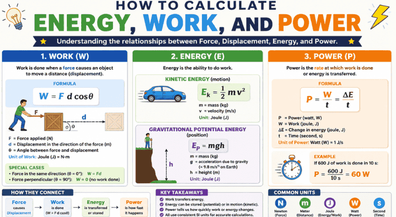 How to Calculate Energy, Work, and Power 