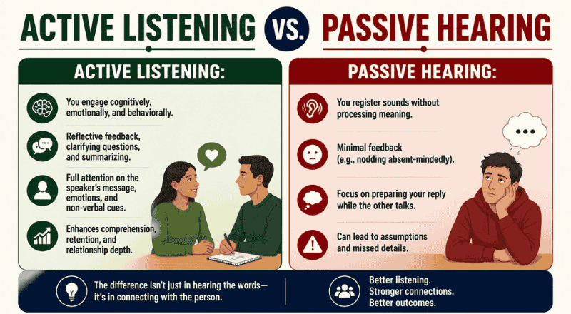 Active Listening vs. Passive Hearing-communications