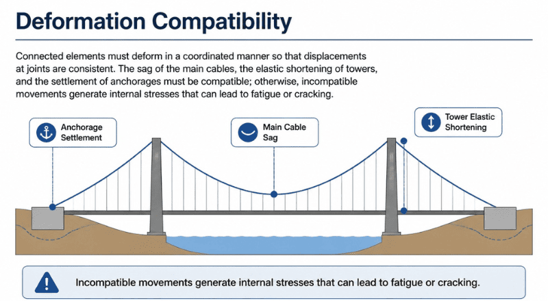 Deformation Compatibility (suspension bridges)