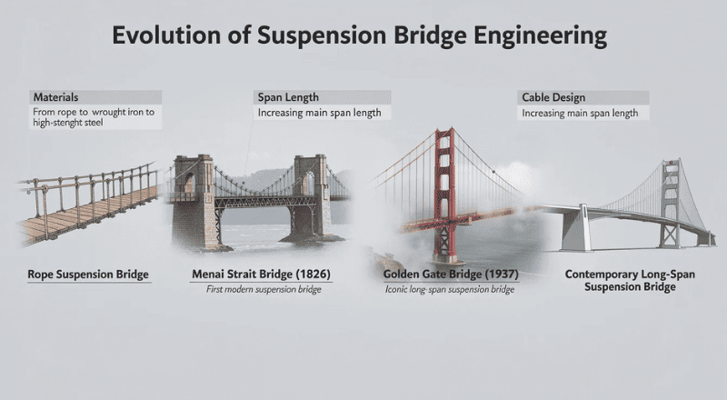 The Evolution of Suspension Bridge Engineering (suspension bridges)