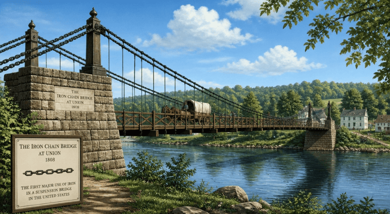 The Iron Chain Bridge at Union (1808)